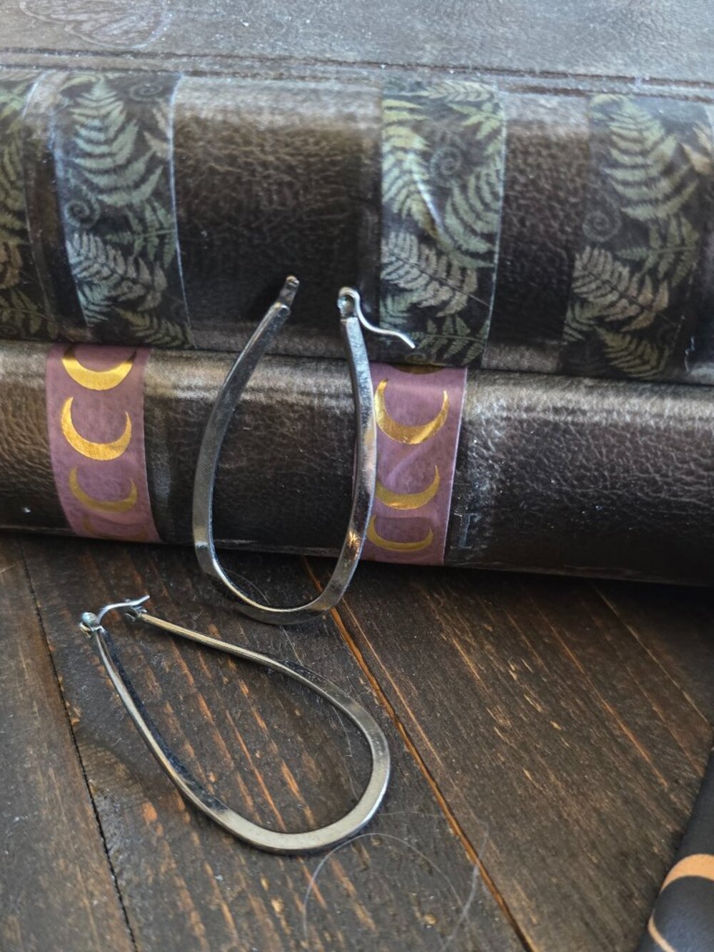 Hematite Oval Hoop Earrings - Hematite Teardrop Earrings - Hoops